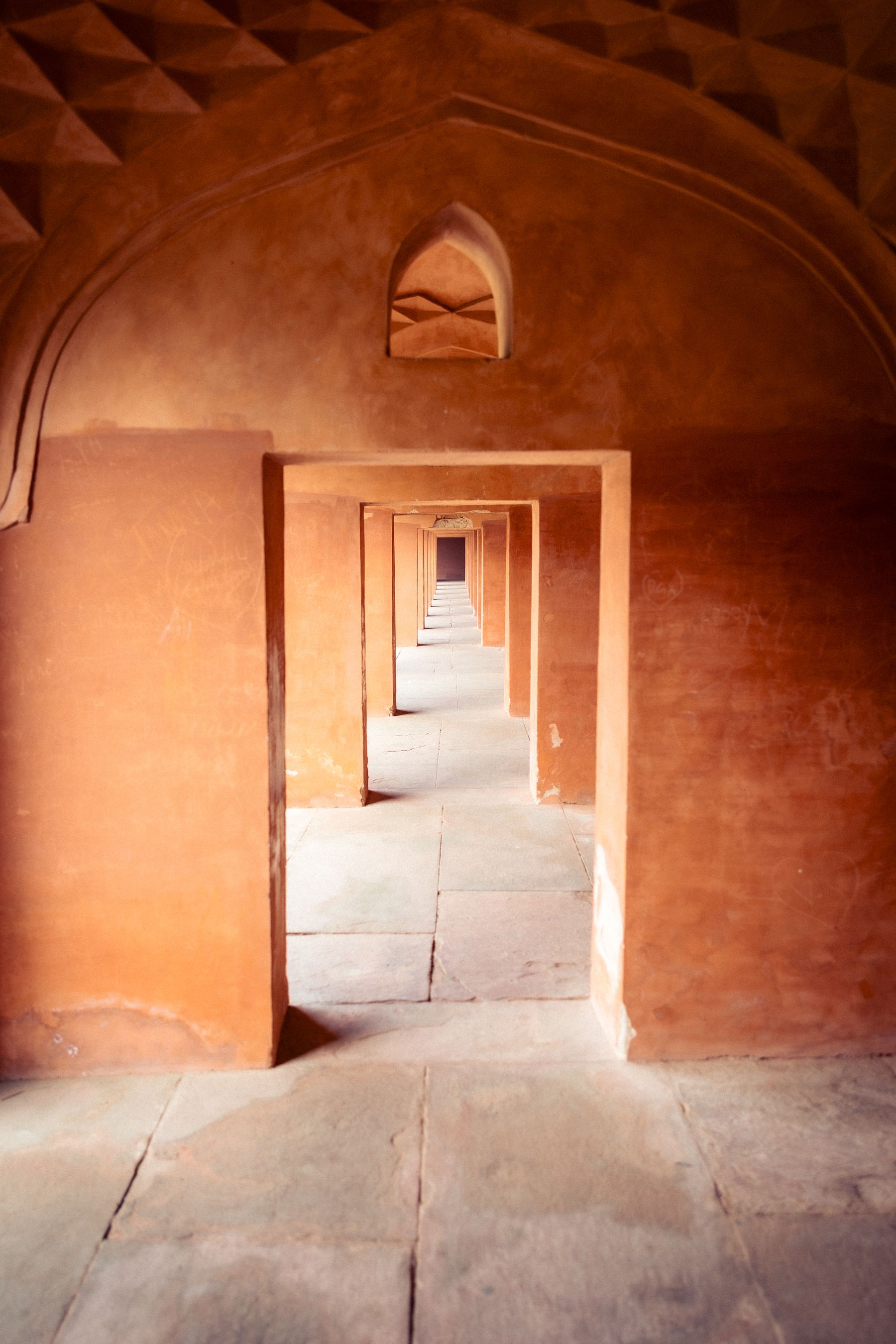 Aligned Red Sandstone Doorways